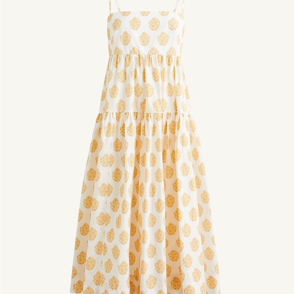 J. Crew Tie-back tiered dress in gathered floral block print
